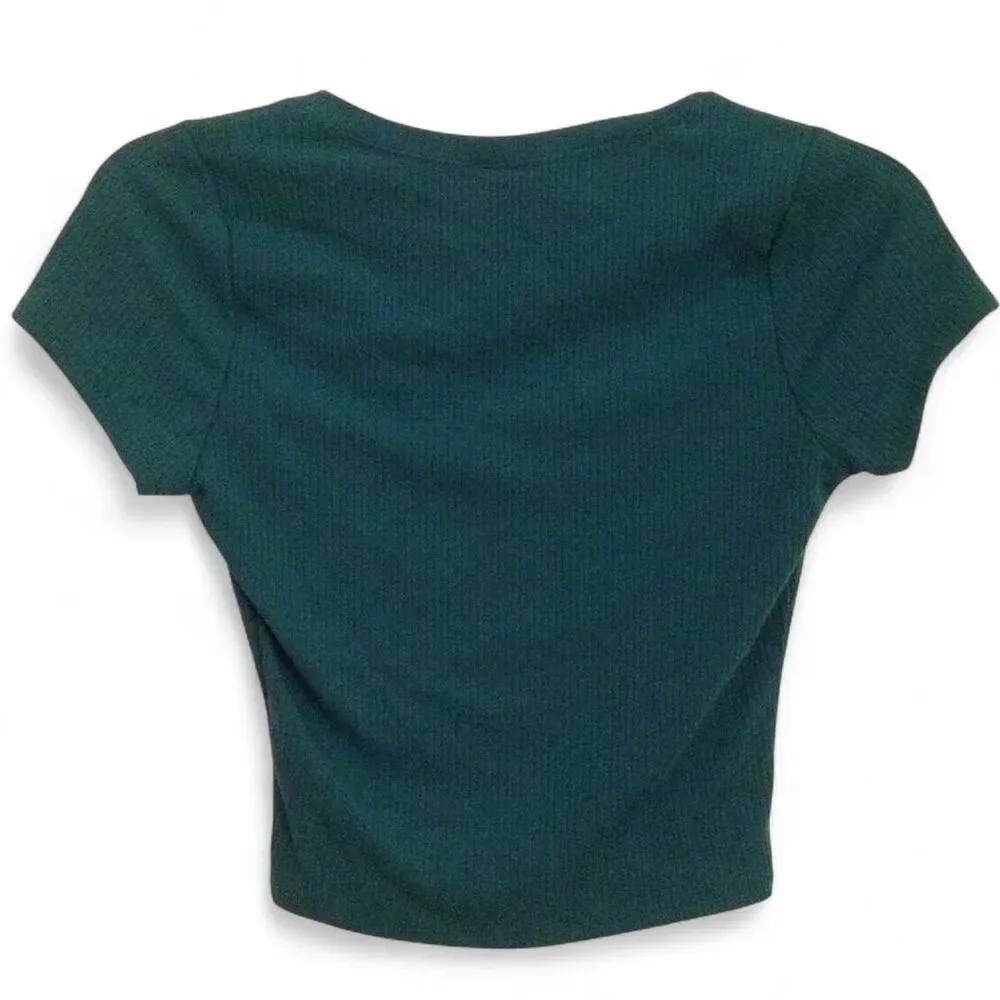 Brandy-melville Women's Blue and Green Crop-top